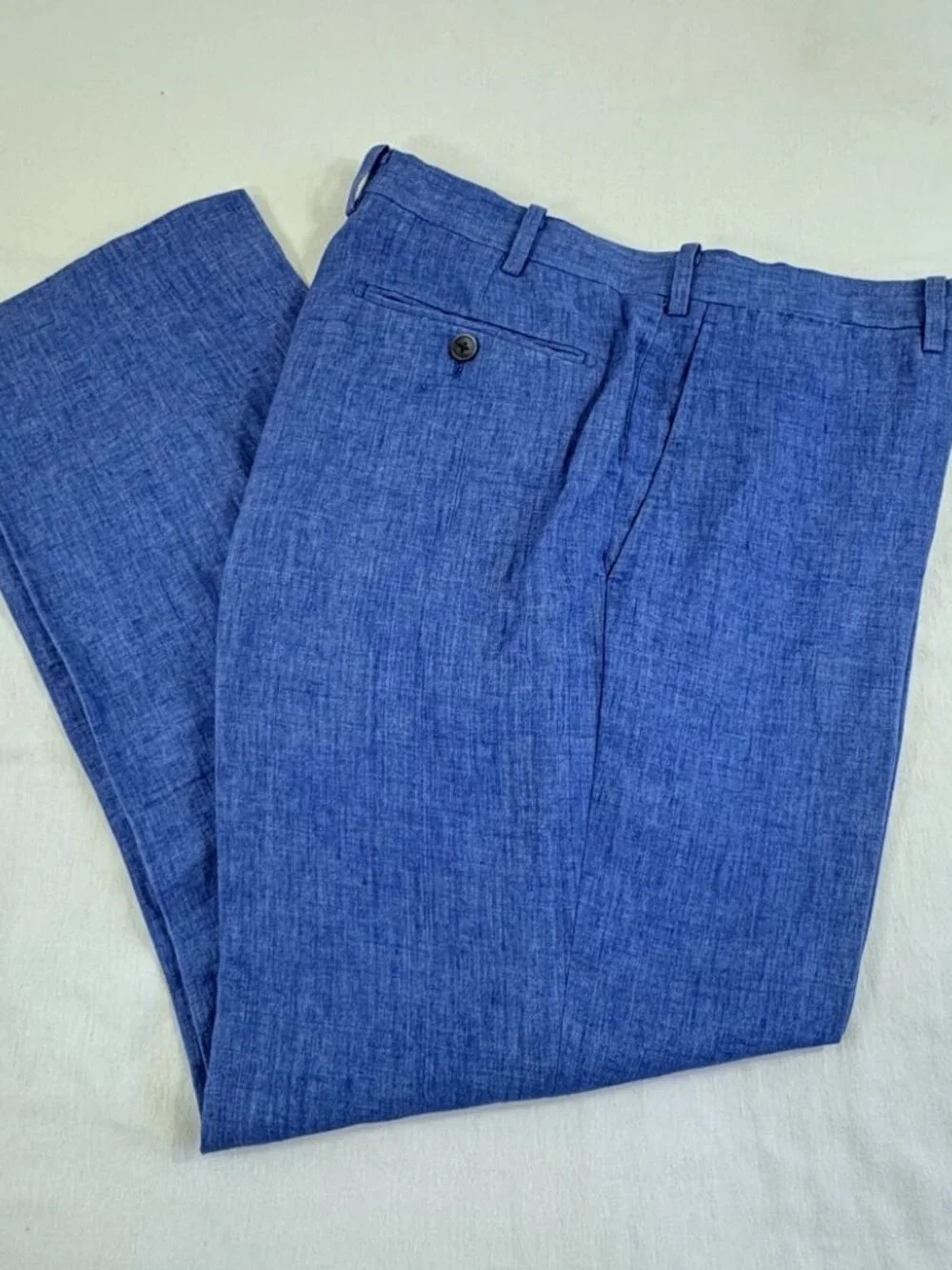 Men's Tailored Linen Pants in Blue - Classic Trousers